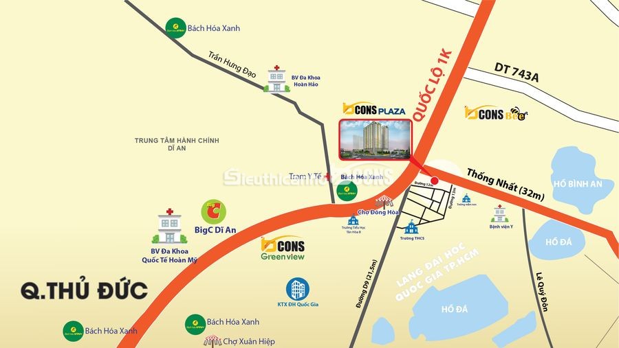 Vị trí dự án Bcons Plaza.