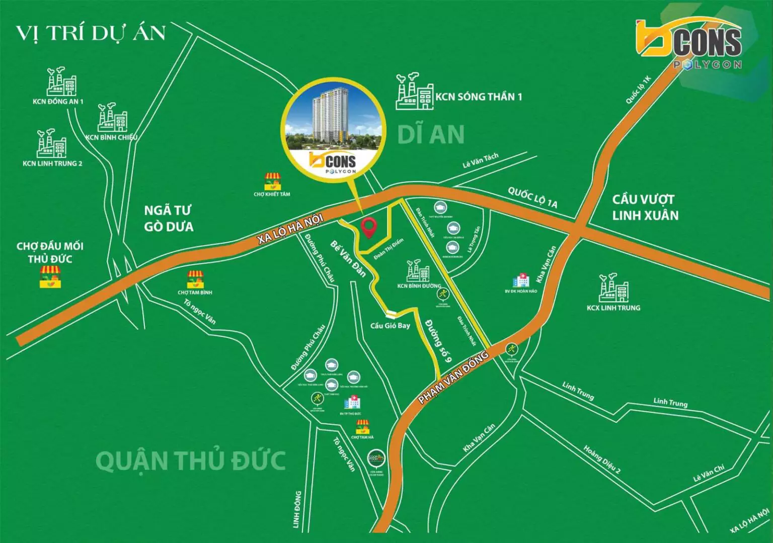 Vị trí căn hộ Bcons Polygon